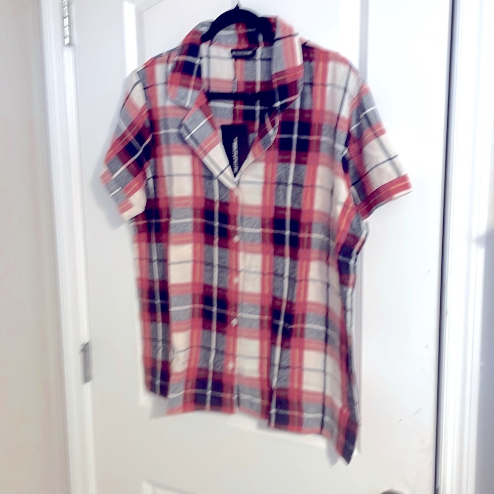 PrettyLittleThing Plaid PJ Shirt - Navy/Red Plaid